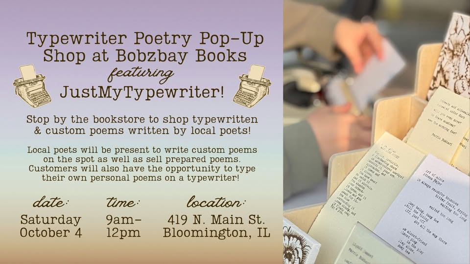 Typewriter Poetry Pop-Up Shop Featuring JustMyTypewriter @ Bobzbay Books 4 October 2025