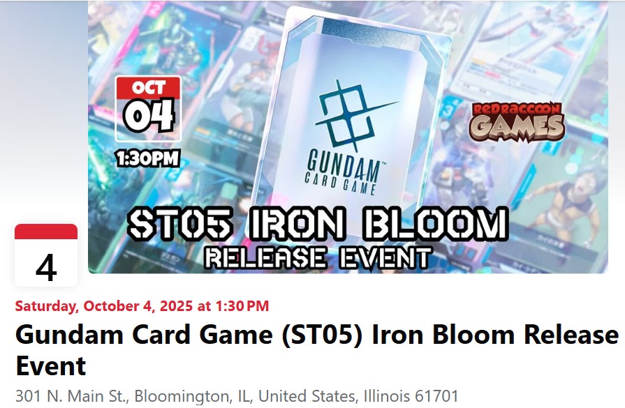 ST05’s Iron Bloom Gundam Card Game! @ Red Raccoon Games 4 October 2025