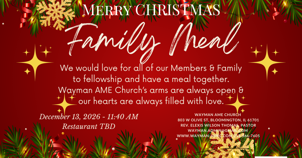 Wayman Family Meal 13 December 2026
